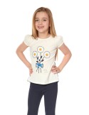 Girls\' blouse with flowers, cream, NDZ8157 - Online store - Boutique